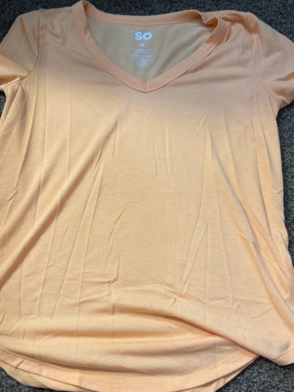 SO Peach V-Neck Short Sleeve Tee